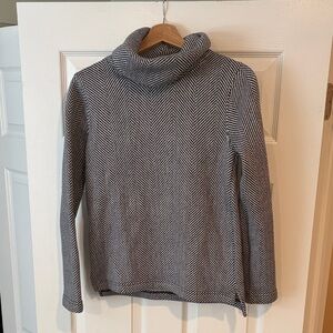 J. Crew Herringbone Cowl Neck Sweater - Black & White